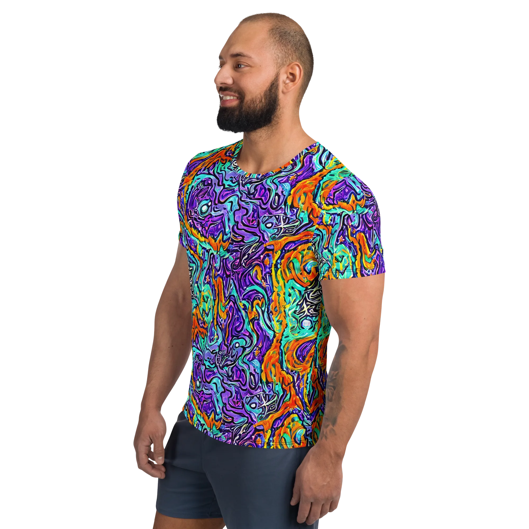 Orchid Frenzy on Men's Athletic T-Shirt — Left