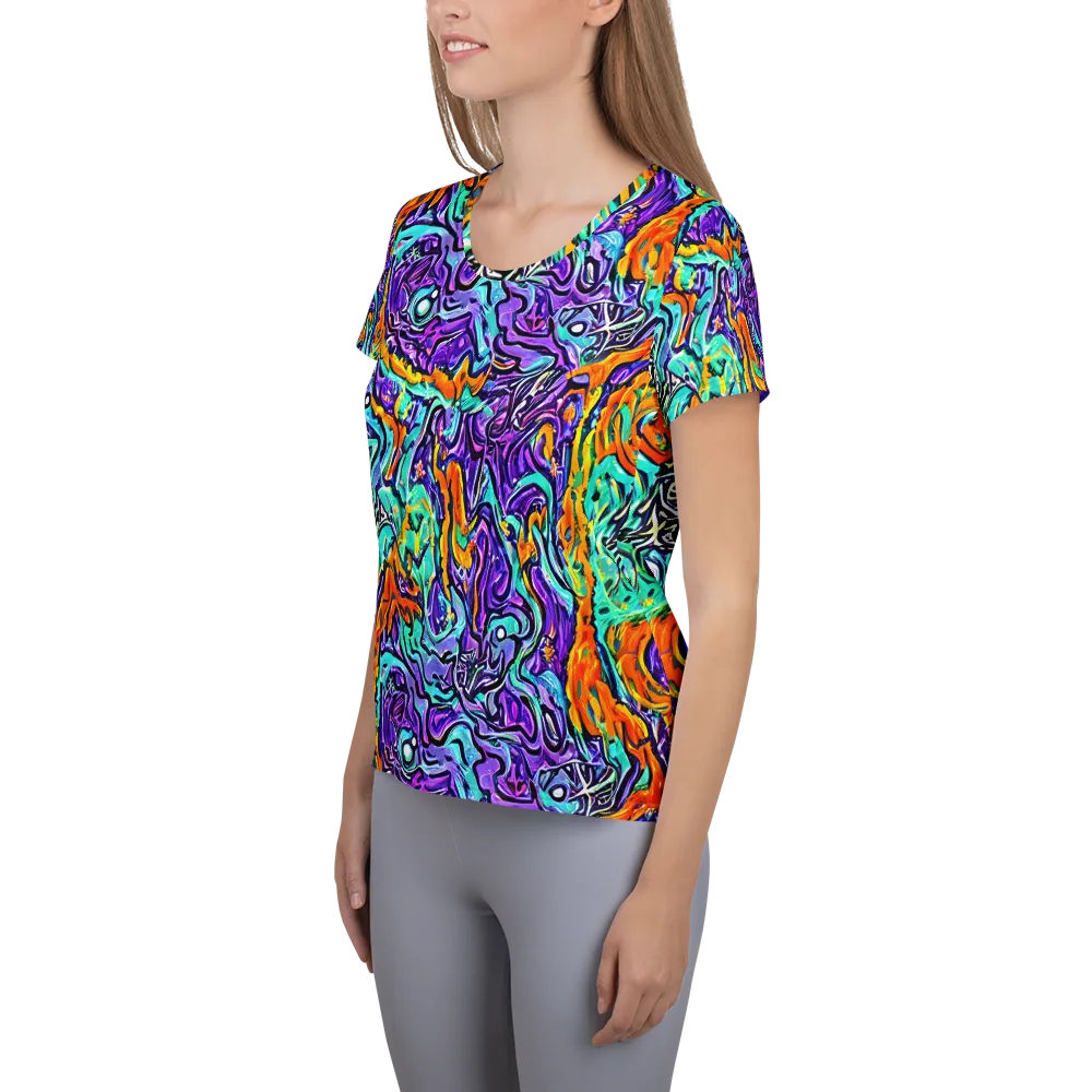 Orchid Frenzy on Women's Athletic T-Shirt — Left