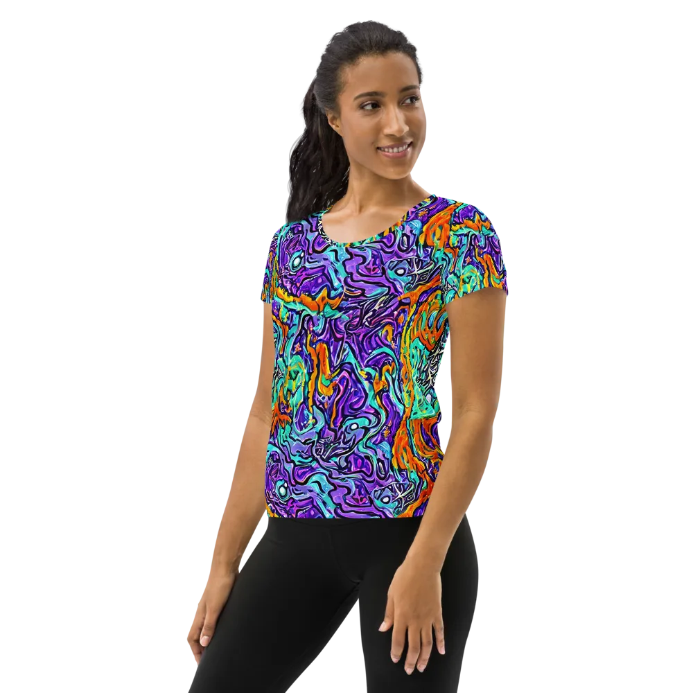 Orchid Frenzy on Women's Athletic T-Shirt — Left