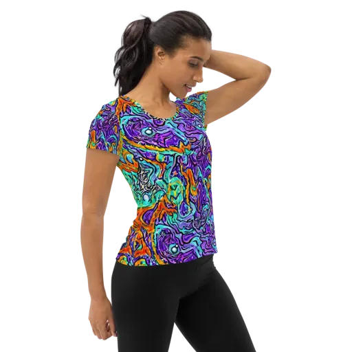 Orchid Frenzy on a Women's Athletic T-Shirt