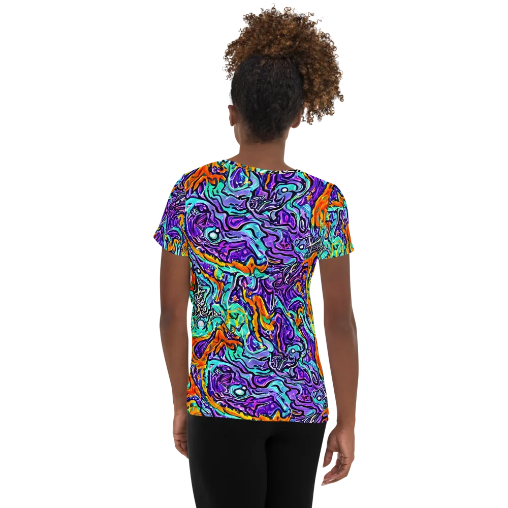 Orchid Frenzy on Women's Athletic T-Shirt — Back