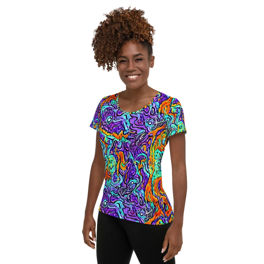 Orchid Frenzy on Women's Athletic T-Shirt — Left