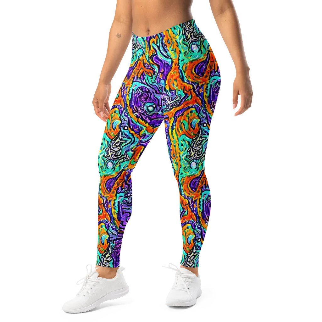 Orchid Frenzy on Leggings — Left Front