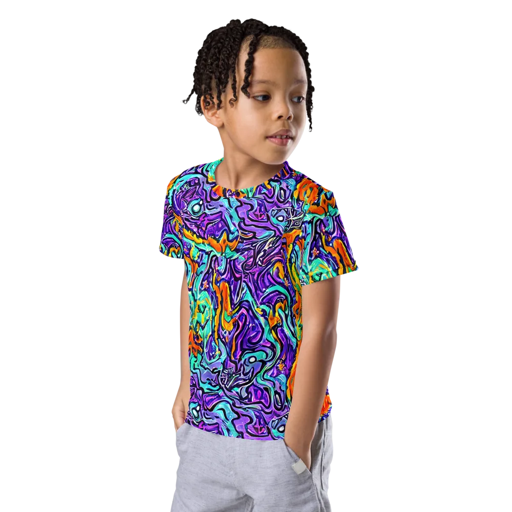 Orchid Frenzy on Kids Crew Neck T-Shirt — Left Front