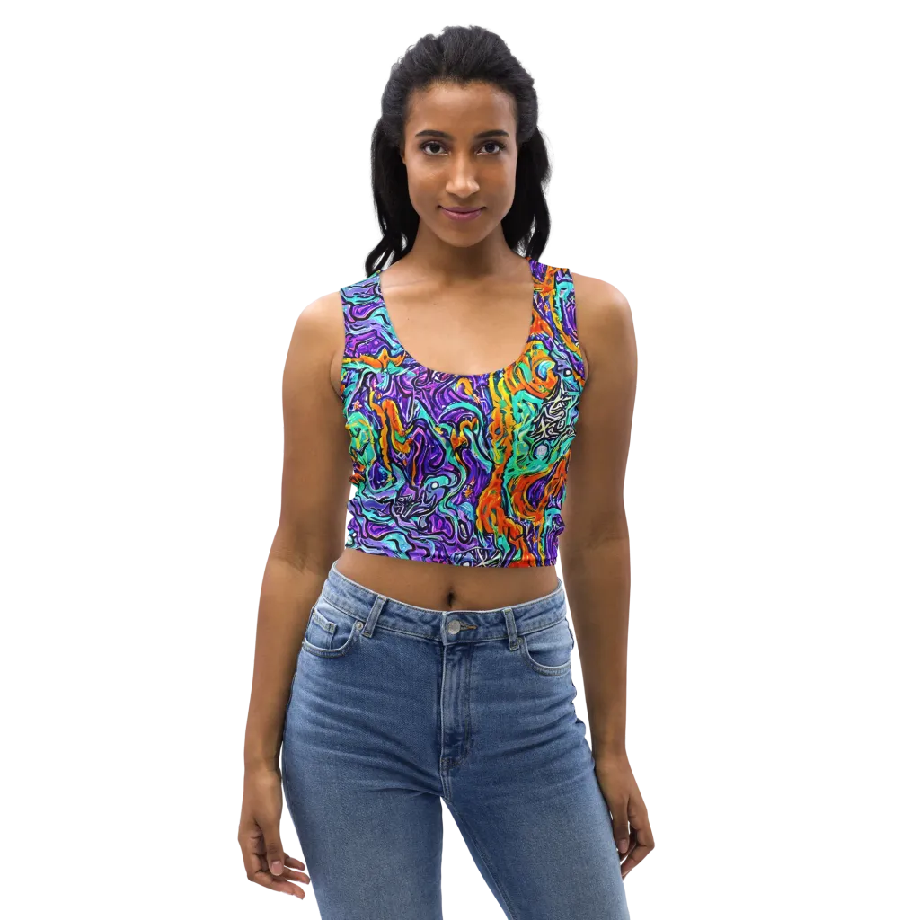 Orchid Frenzy on Crop Top — Front
