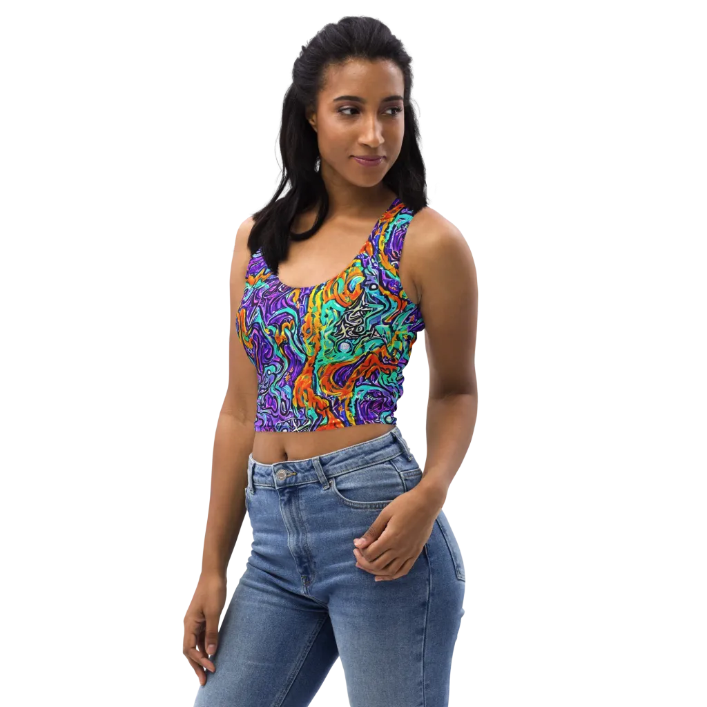 Orchid Frenzy on Crop Top — Left Front