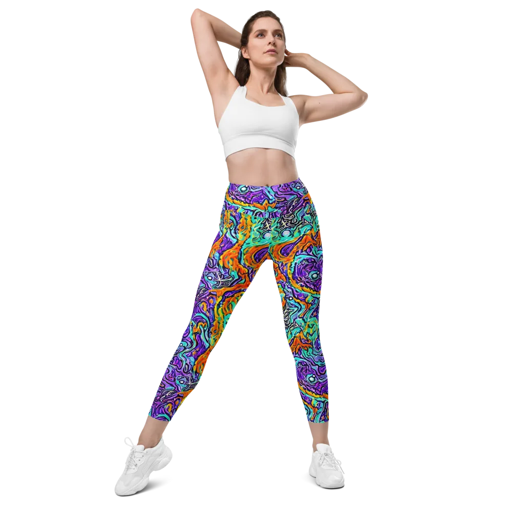 Orchid Frenzy on Leggings with Pockets — Front
