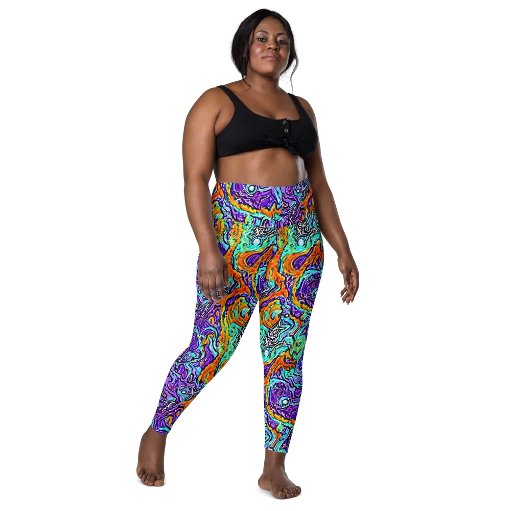 Orchid Frenzy on Leggings with Pockets — Front