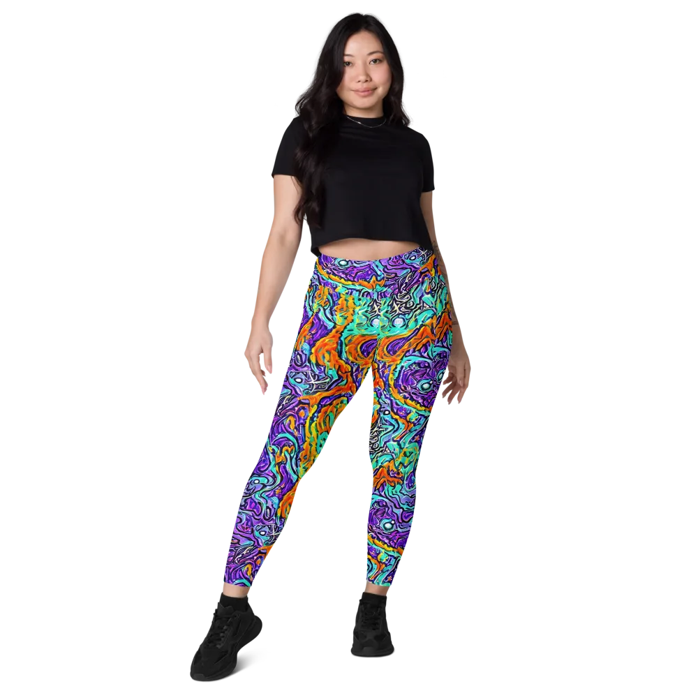 Orchid Frenzy on Leggings with Pockets — Front