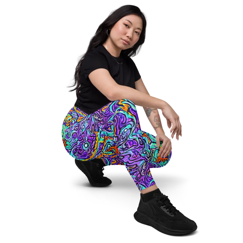 Orchid Frenzy on Leggings with Pockets — Right Front