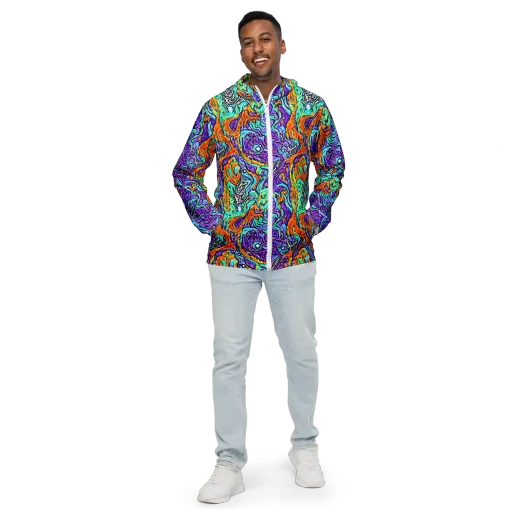 Orchid Frenzy on a Men's Windbreaker