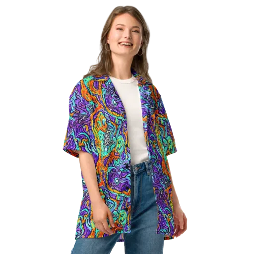 Orchid Frenzy on a Button Shirt