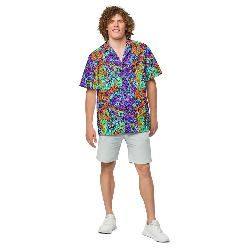 Orchid Frenzy on Button Shirt — Front