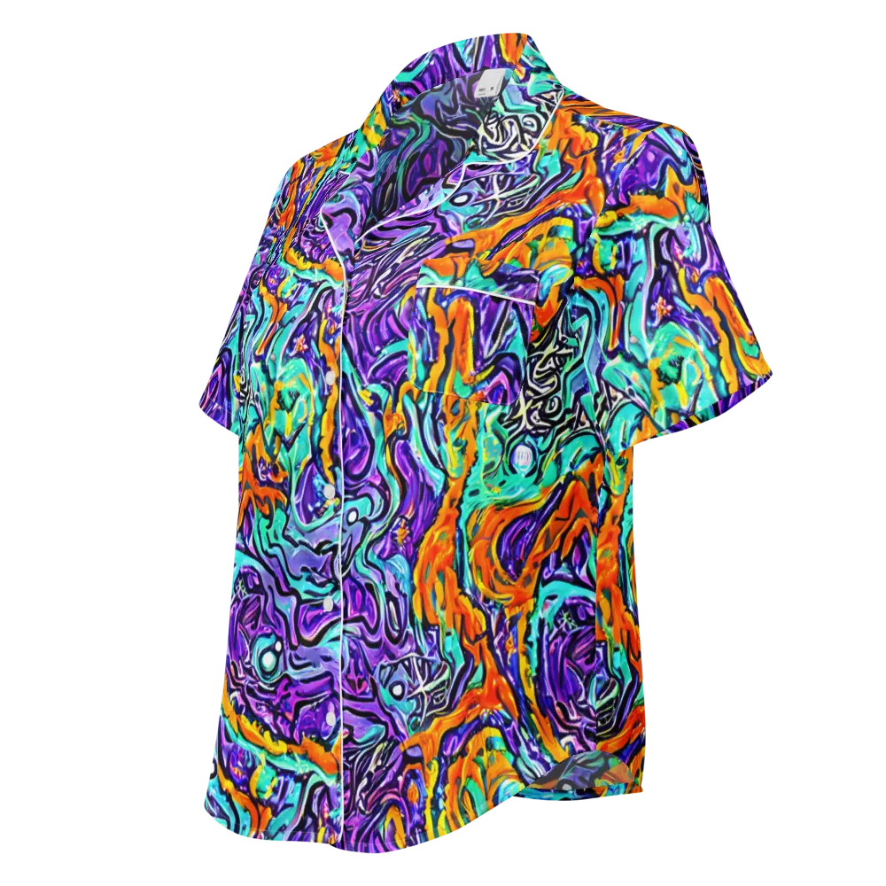 Orchid Frenzy on Women's Short Sleeve Pajama Top — Left Front