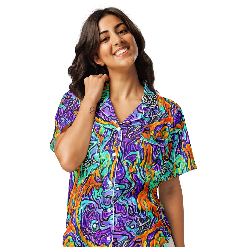 Orchid Frenzy on Women's Short Sleeve Pajama Top — Front