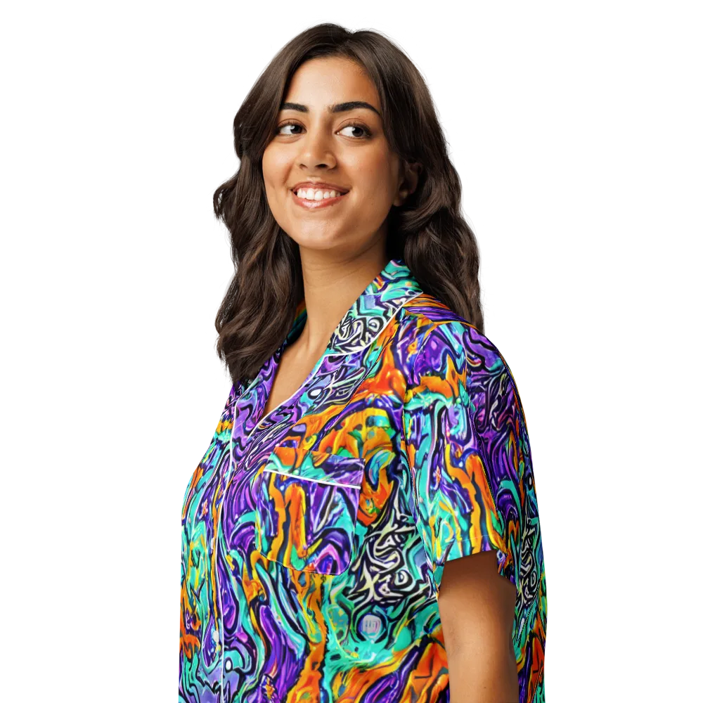 Orchid Frenzy on Women's Short Sleeve Pajama Top — Left Front