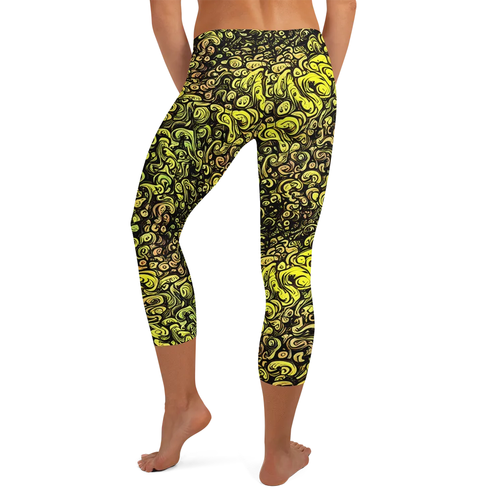 Voltage Arabesque on Capri Leggings — Back