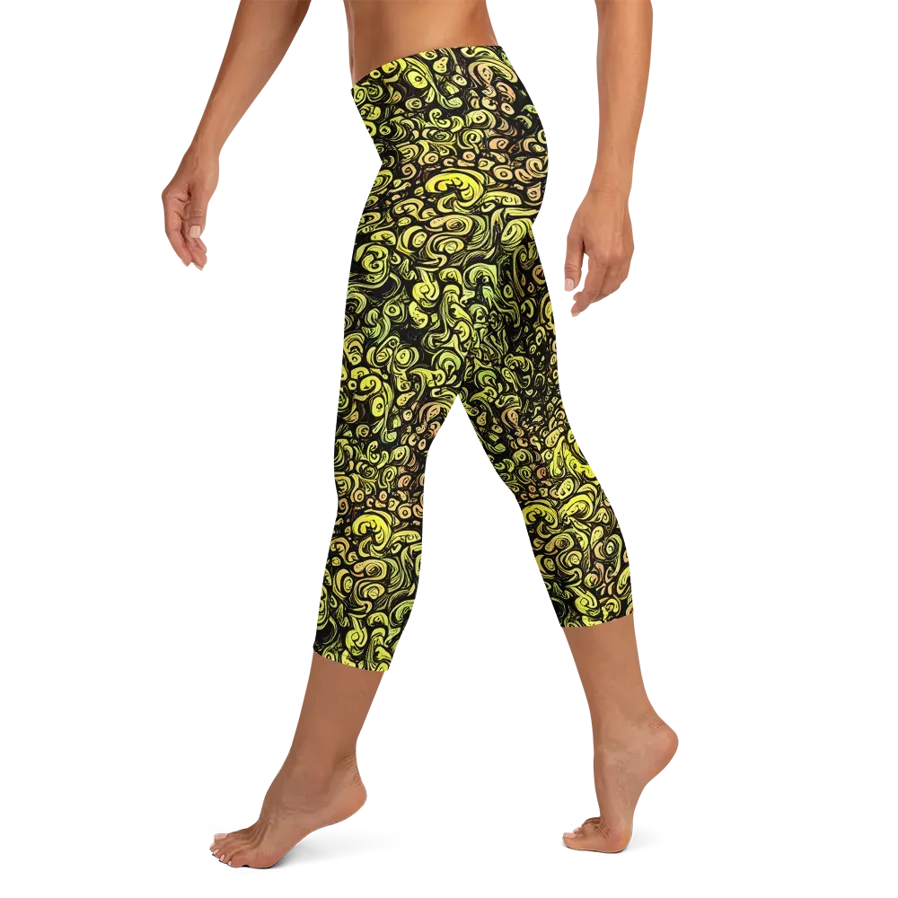 Voltage Arabesque on Capri Leggings — Left