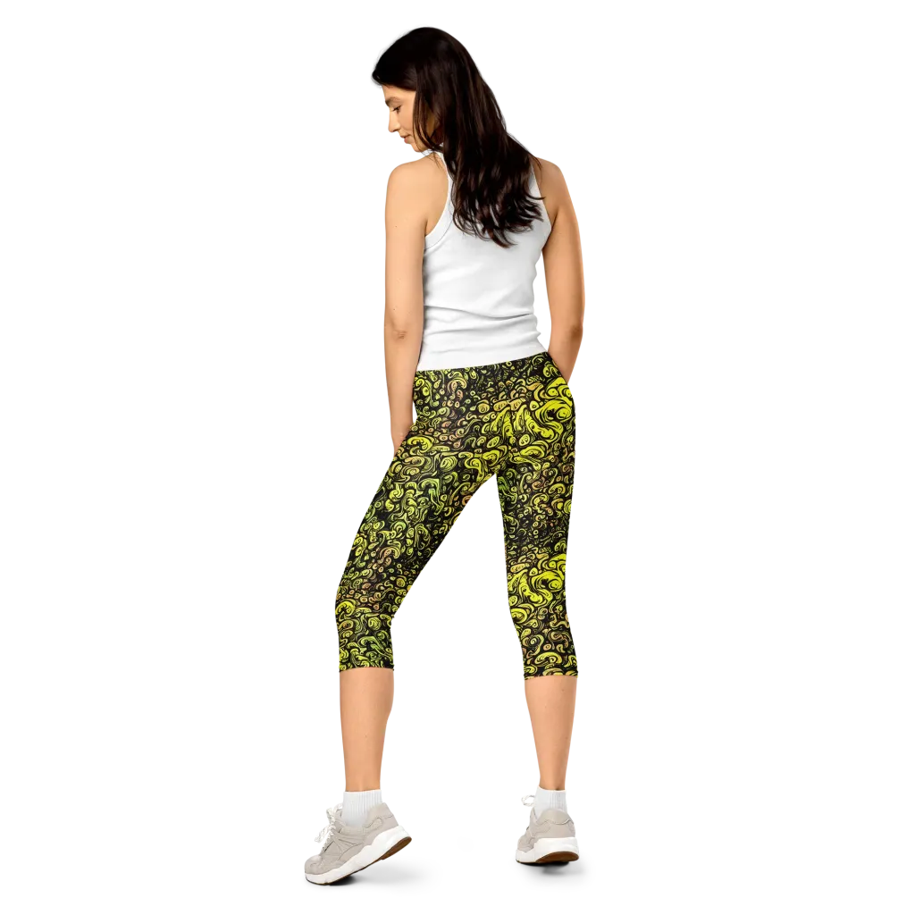 Voltage Arabesque on Capri Leggings — Back