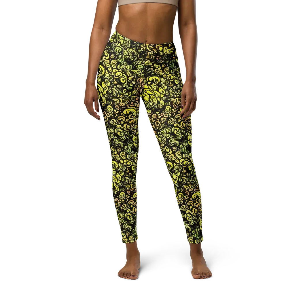 Voltage Arabesque on Yoga Leggings — Front