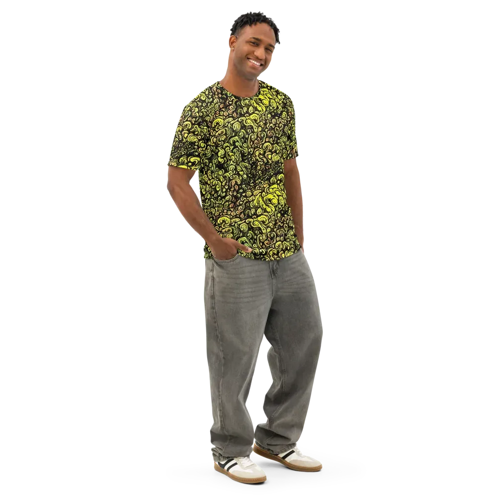 Voltage Arabesque on Men's Cotton Crew Neck T-Shirt — Right Front