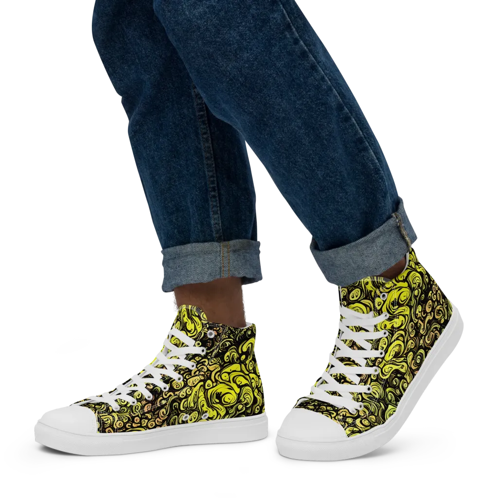 Voltage Arabesque on Men's High Top Canvas Shoes — Left