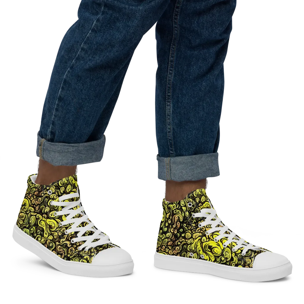 Voltage Arabesque on Men's High Top Canvas Shoes — Right