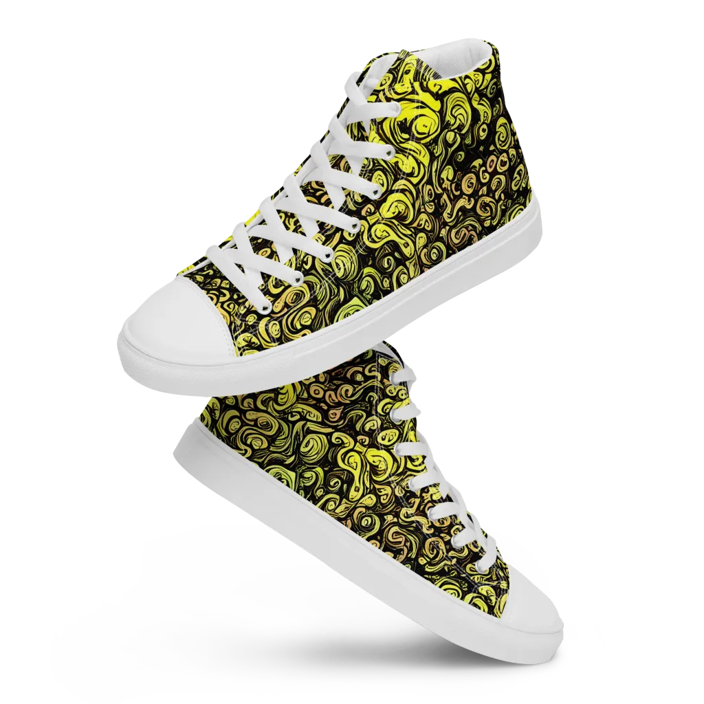 Voltage Arabesque on Women's High Top Canvas Shoes — Front
