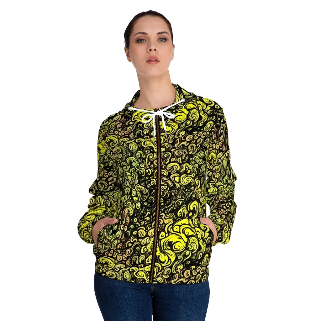 Voltage Arabesque on Women's Full-Zip Hoodie — Front On Person