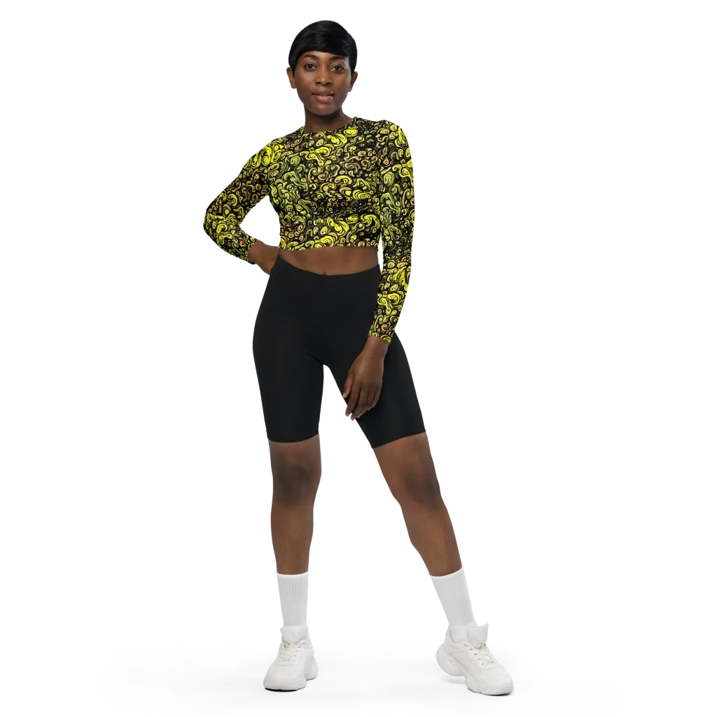 Voltage Arabesque on Long Sleeve Crop Top — Front