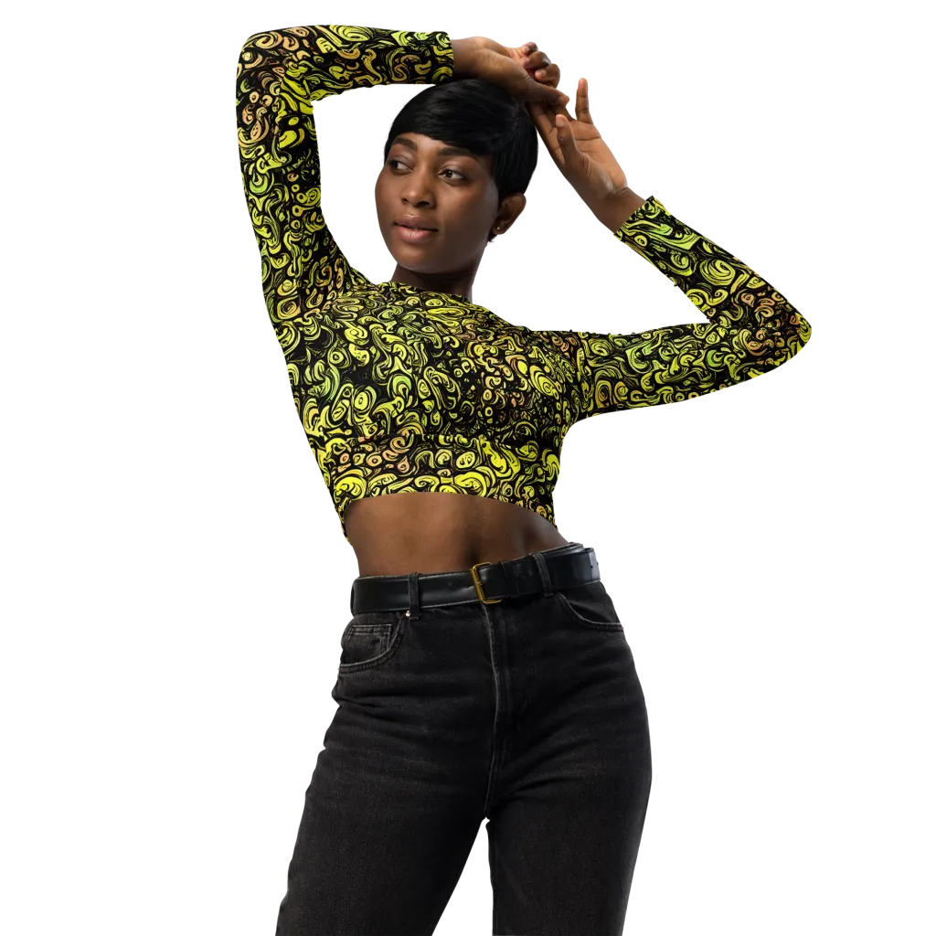 Voltage Arabesque on Long Sleeve Crop Top — Front