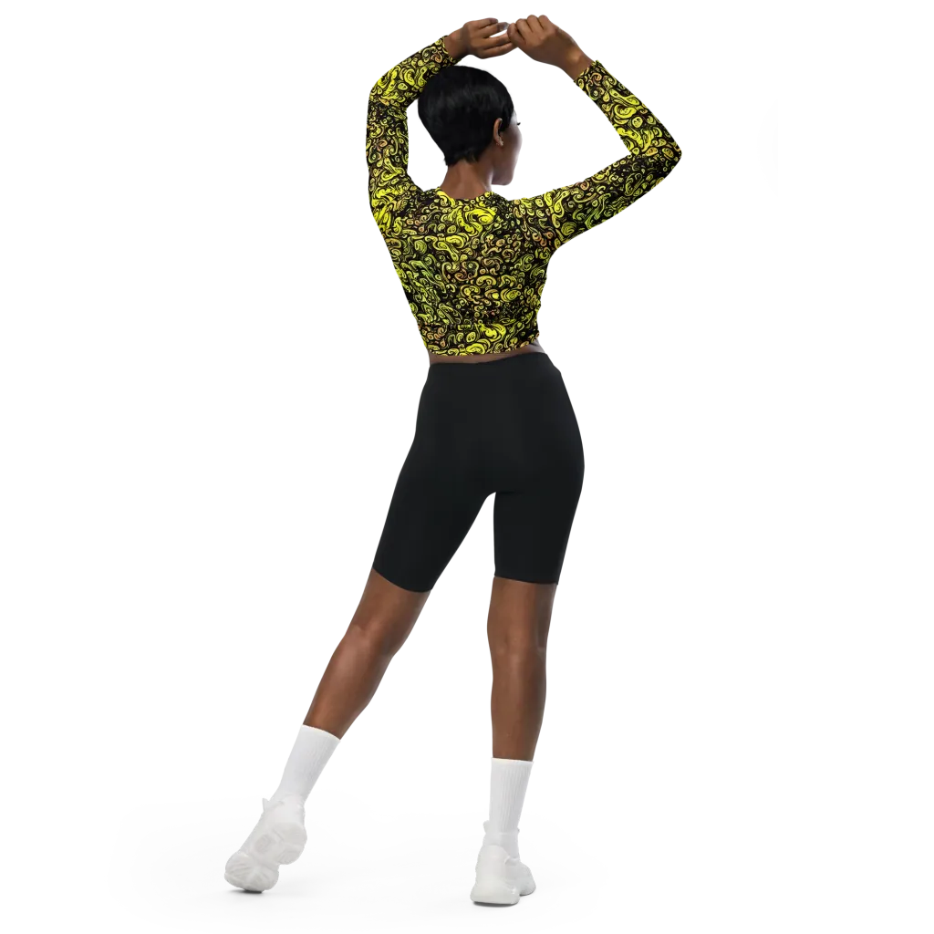 Voltage Arabesque on Long Sleeve Crop Top — Back