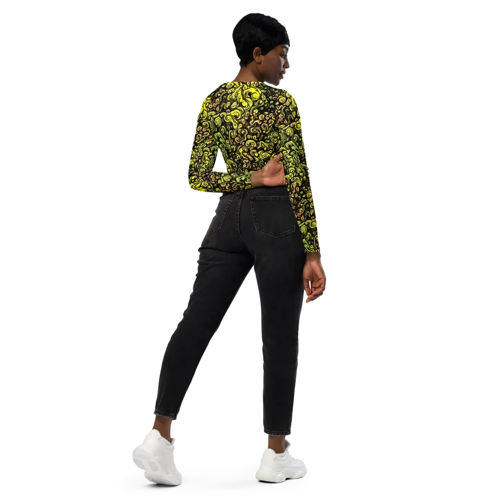 Voltage Arabesque on Long Sleeve Crop Top — Right Back