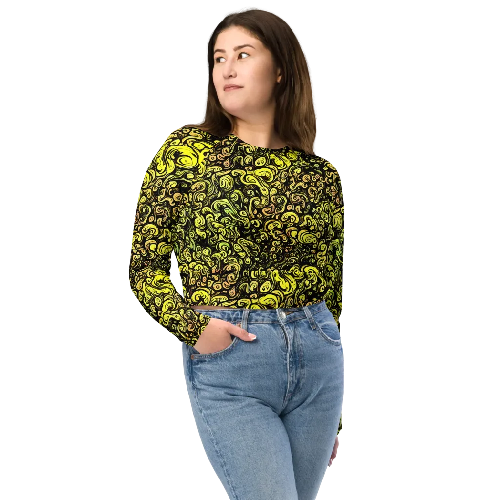 Voltage Arabesque on Long Sleeve Crop Top — Front