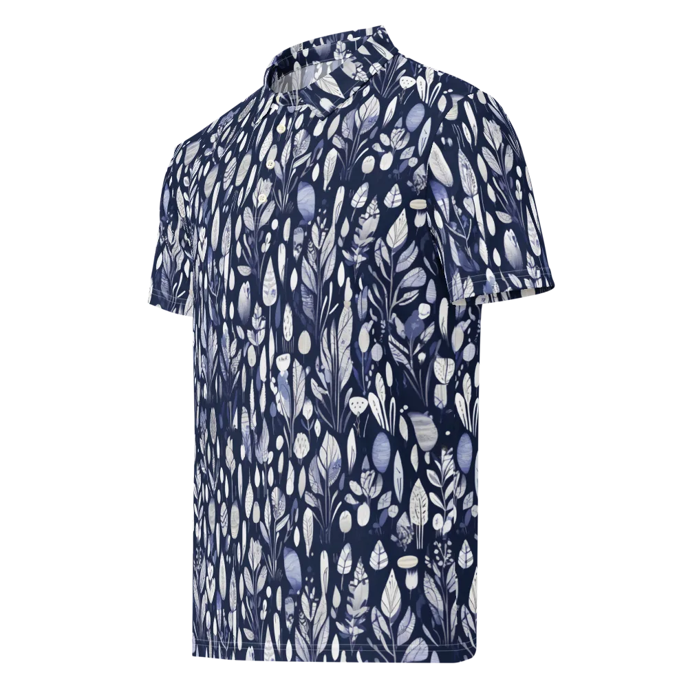 Midnight Herbarium on Men's Slim Fit Polo Shirt — Left Front