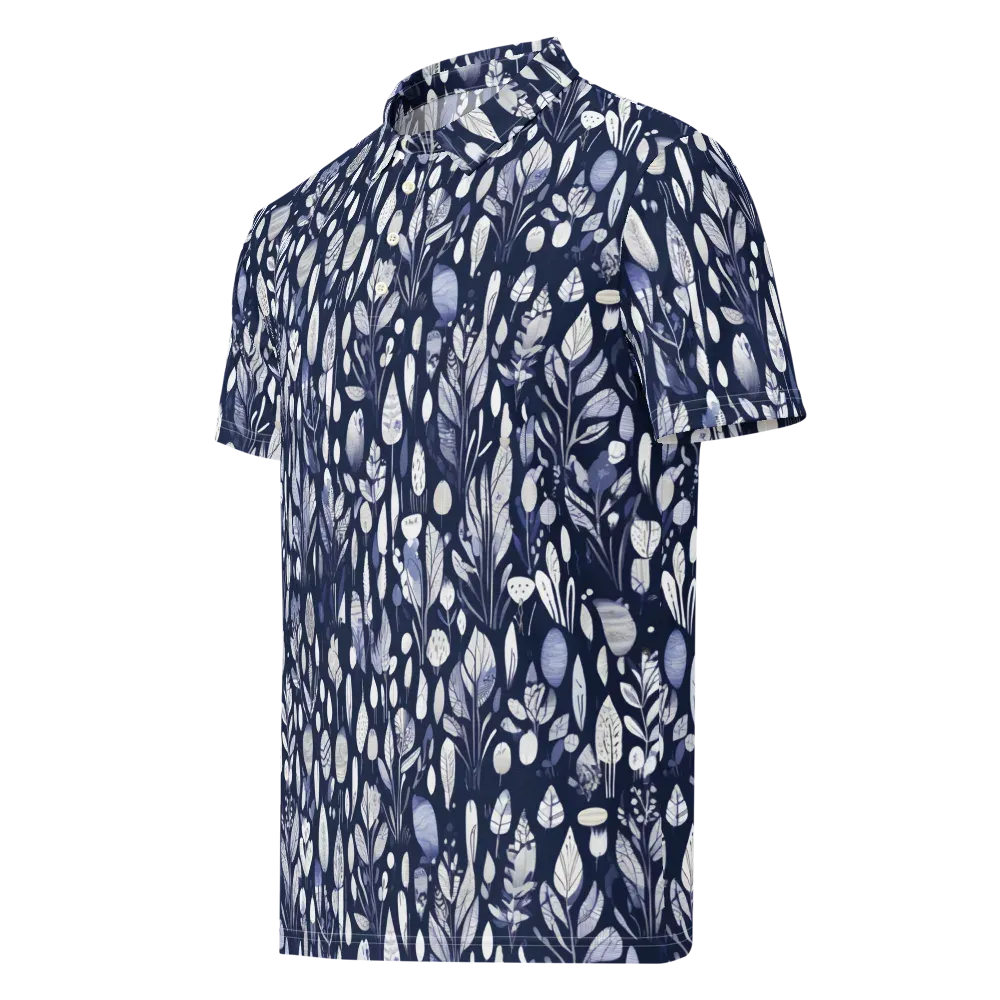 Midnight Herbarium on Men's Slim Fit Polo Shirt — Left Front