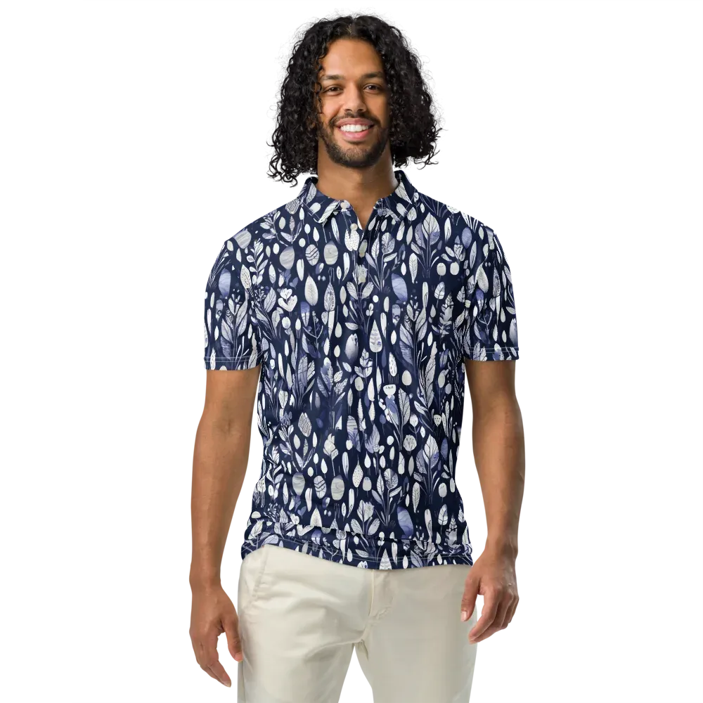 Midnight Herbarium on Men's Slim Fit Polo Shirt — Front