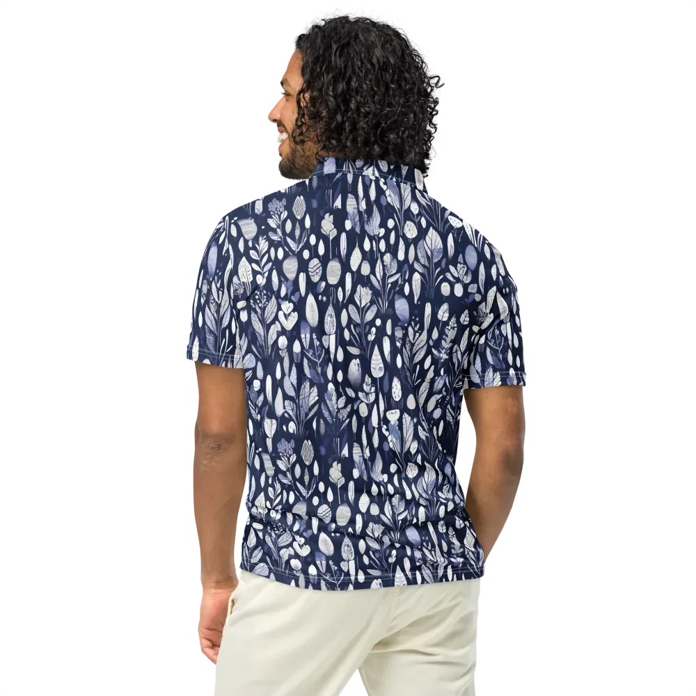 Midnight Herbarium on Men's Slim Fit Polo Shirt — Back