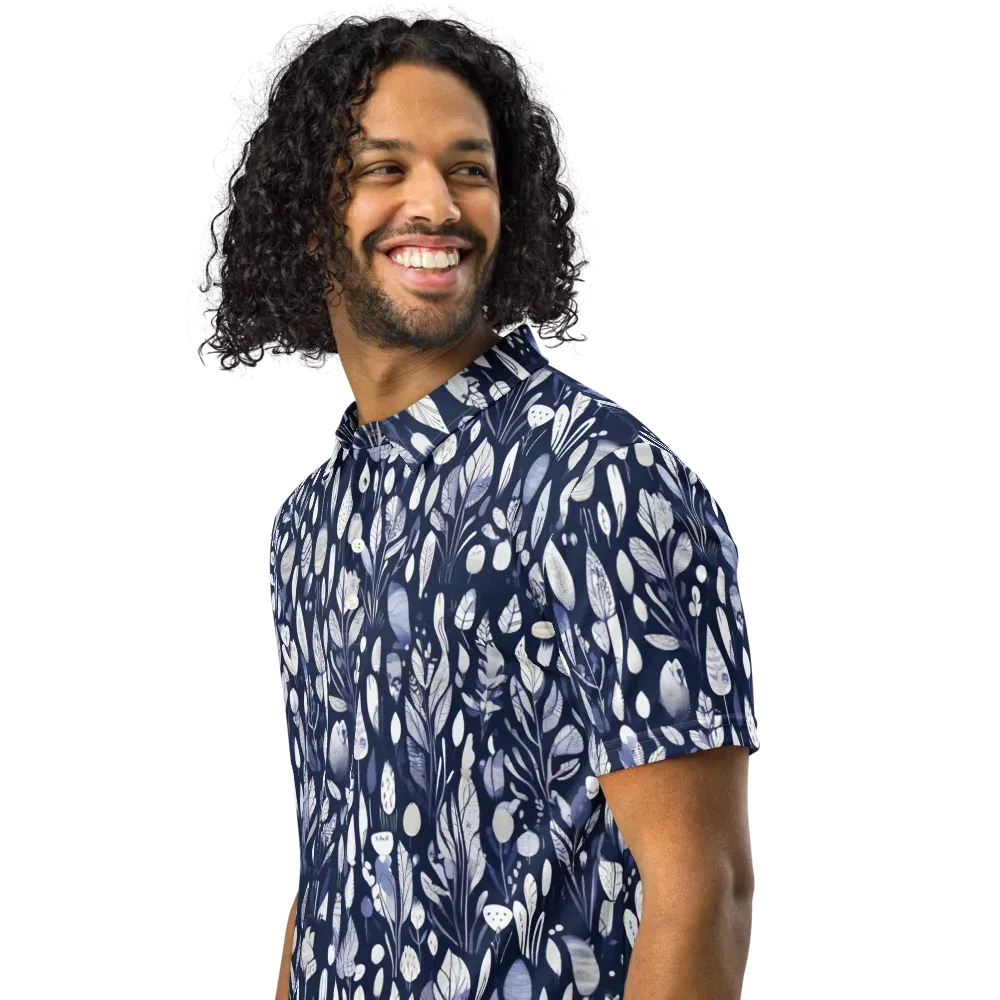 Midnight Herbarium on Men's Slim Fit Polo Shirt — Left Front