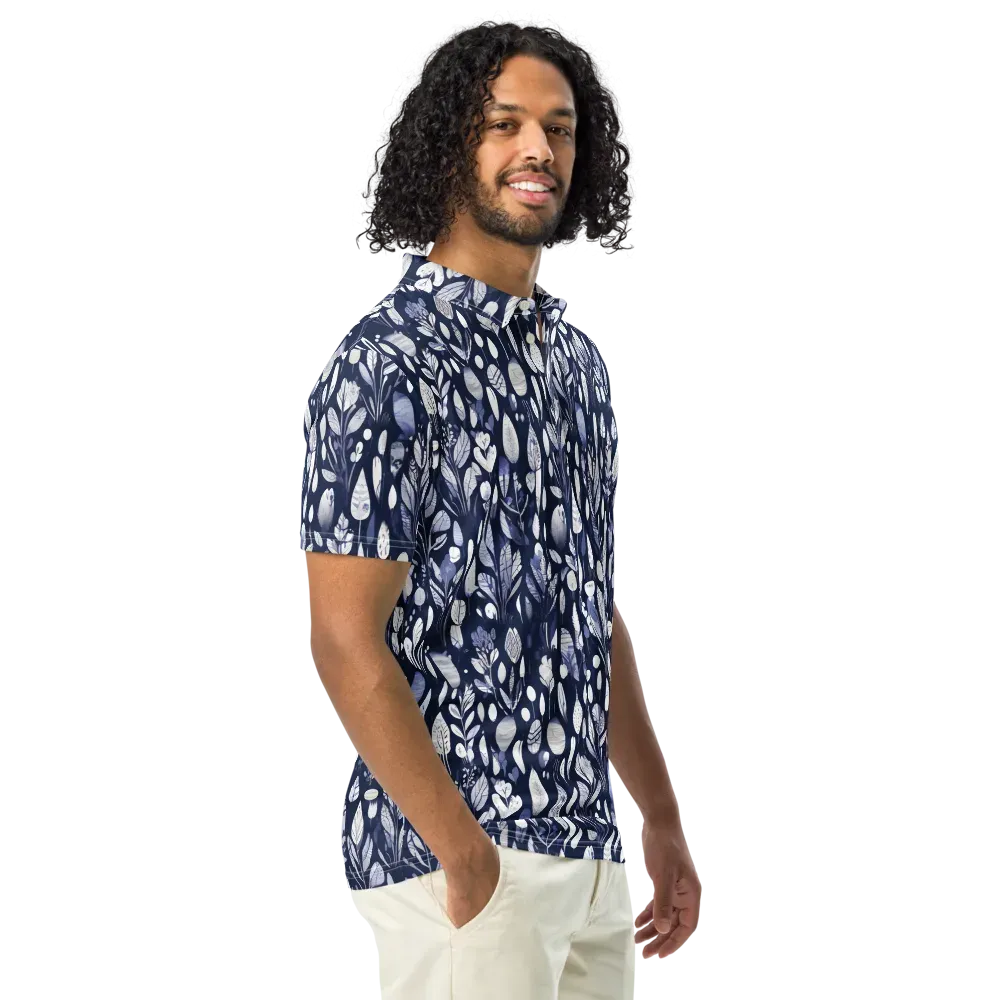 Midnight Herbarium on Men's Slim Fit Polo Shirt — Right Front