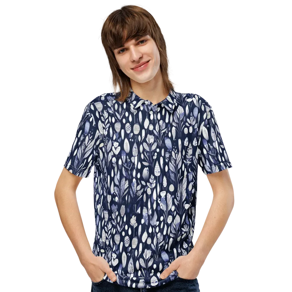 Midnight Herbarium on Men's Slim Fit Polo Shirt — Front