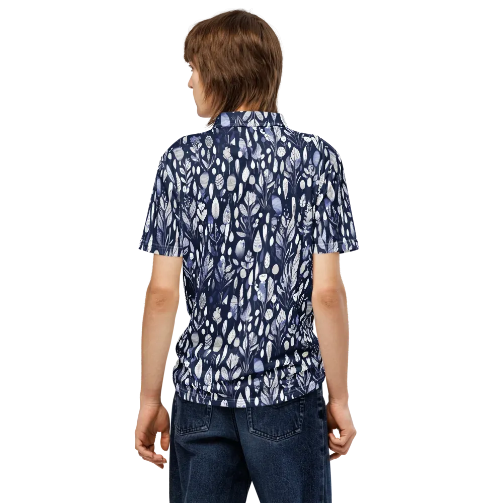 Midnight Herbarium on Men's Slim Fit Polo Shirt — Back