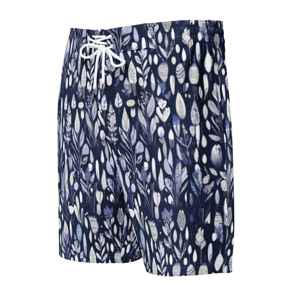Midnight Herbarium on Men's Board Shorts — Front