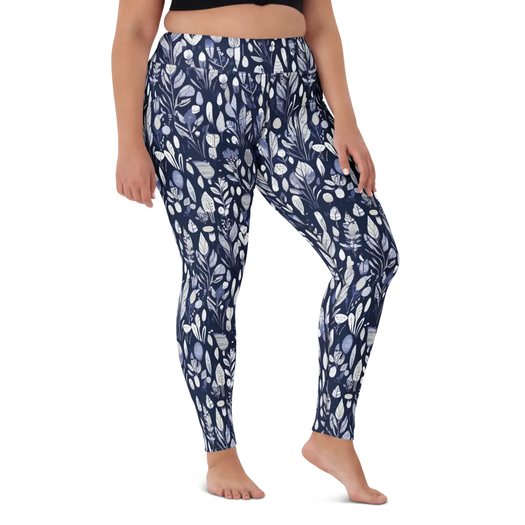 Midnight Herbarium on Yoga Leggings — Front