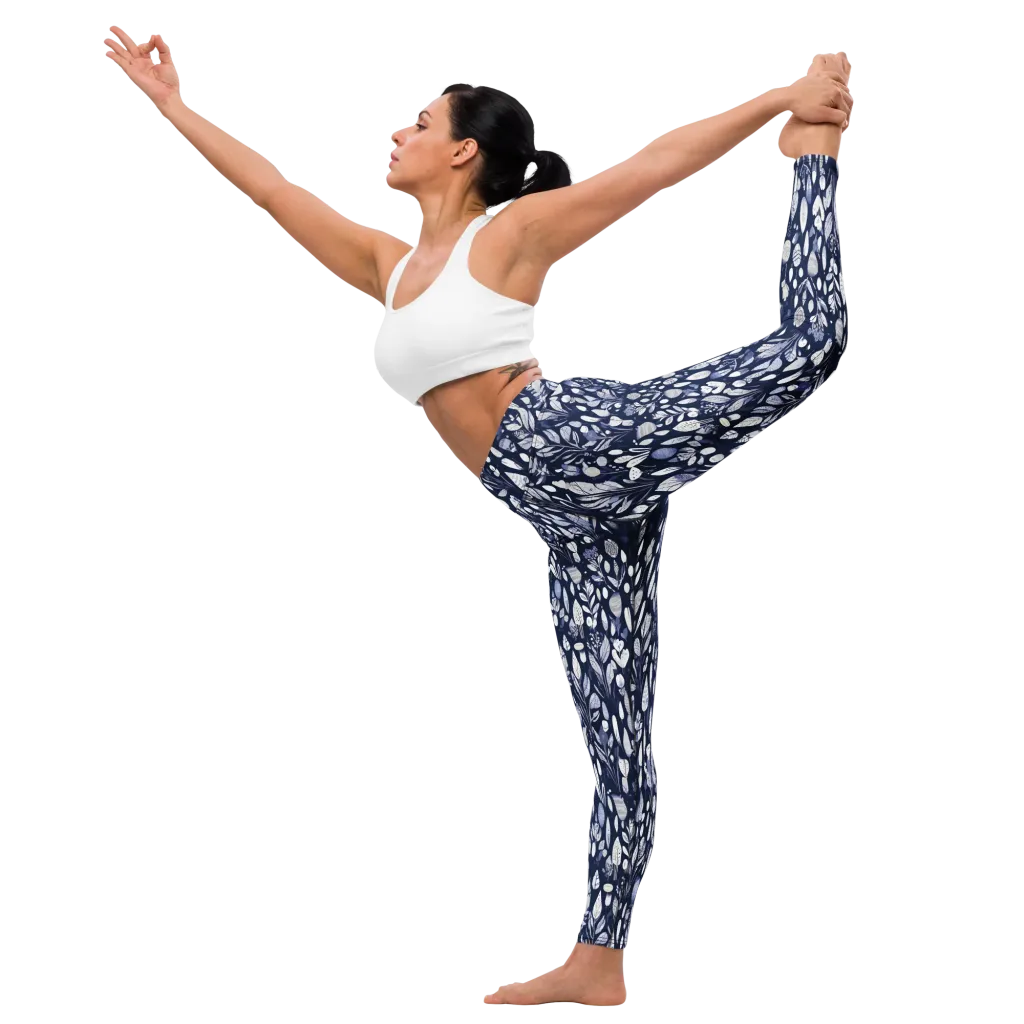 Midnight Herbarium on Yoga Leggings — Left