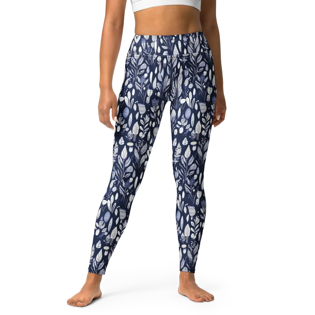 Midnight Herbarium on Yoga Leggings — Front