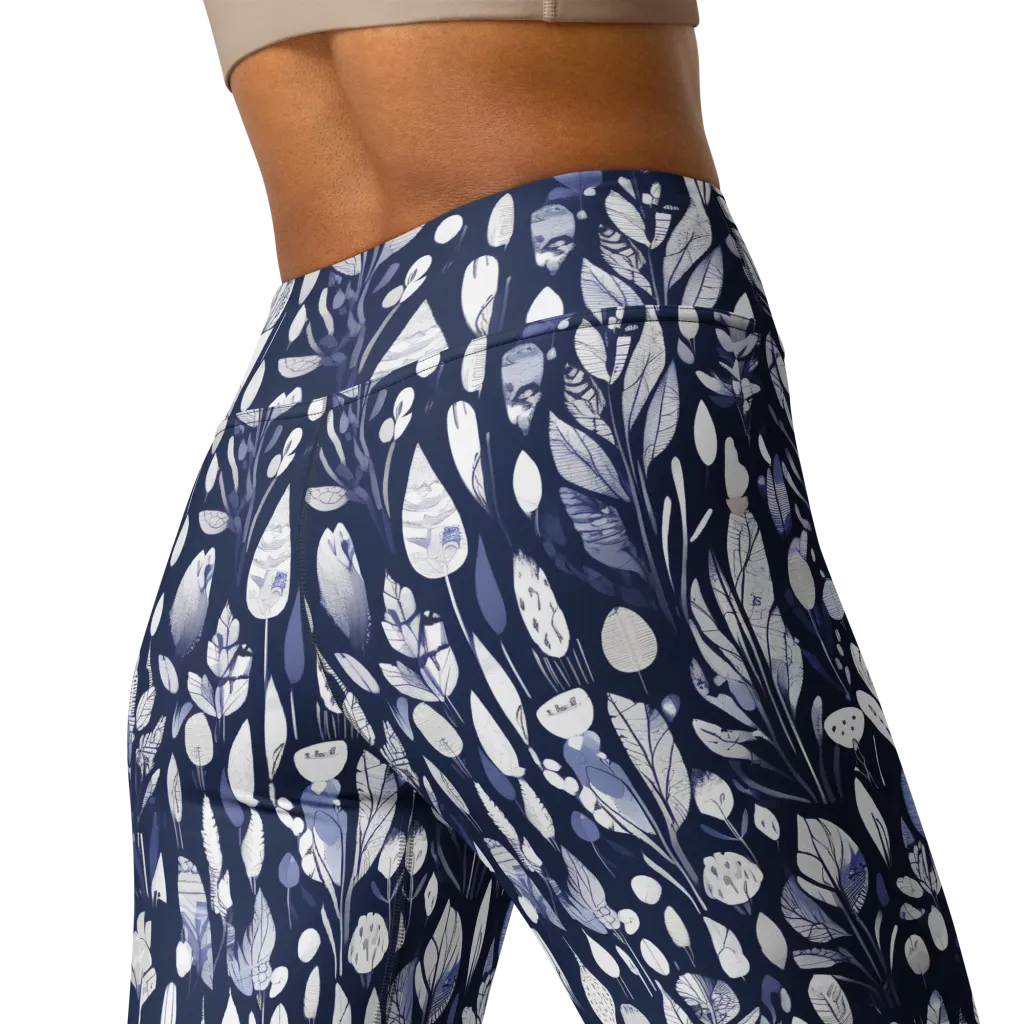 Midnight Herbarium on Yoga Leggings — Back