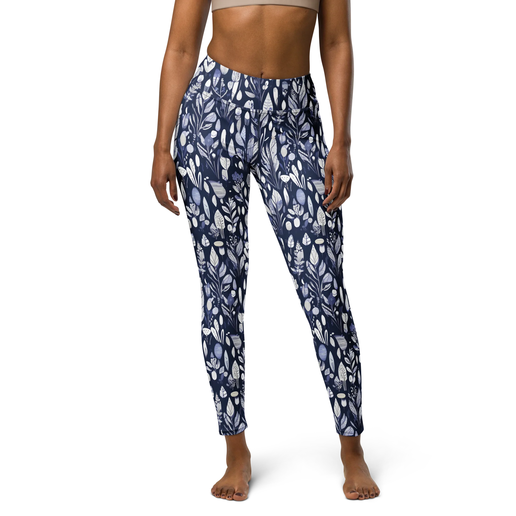 Midnight Herbarium on Yoga Leggings — Front