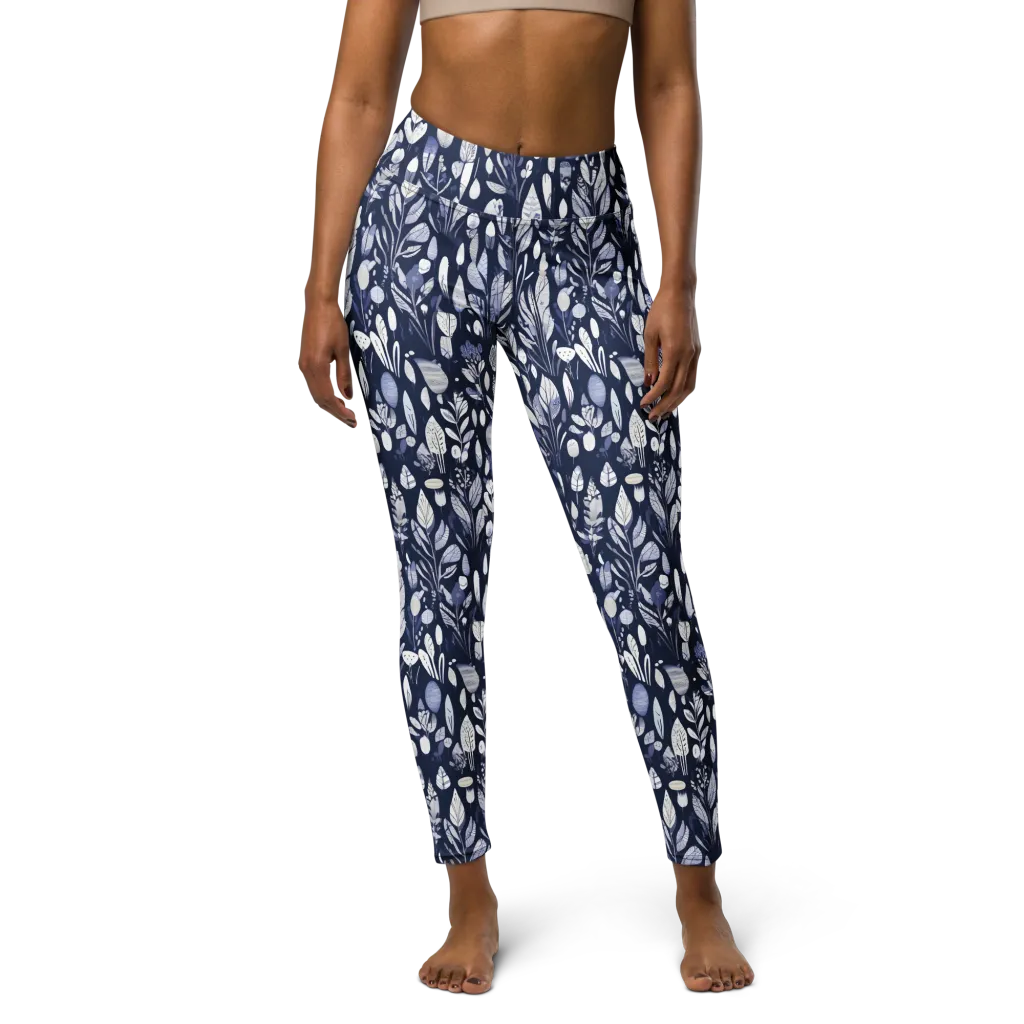 Midnight Herbarium on Yoga Leggings — Front