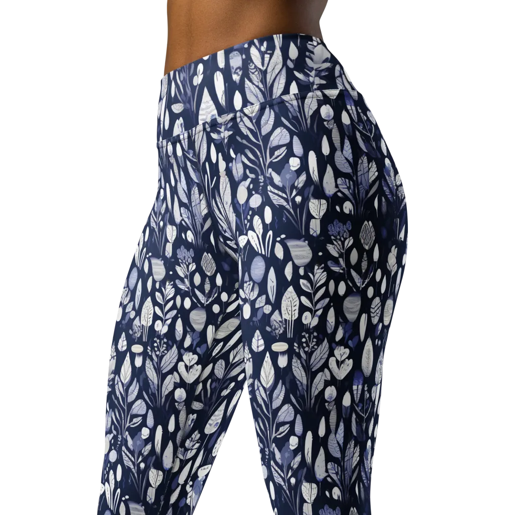 Midnight Herbarium on Yoga Leggings — Left Front